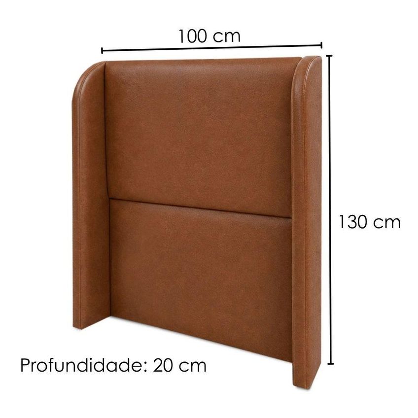 Cabeceira Solteiro 100 Cm Com Frame Imperial Corino Avelã Camel Impo - imagem 3