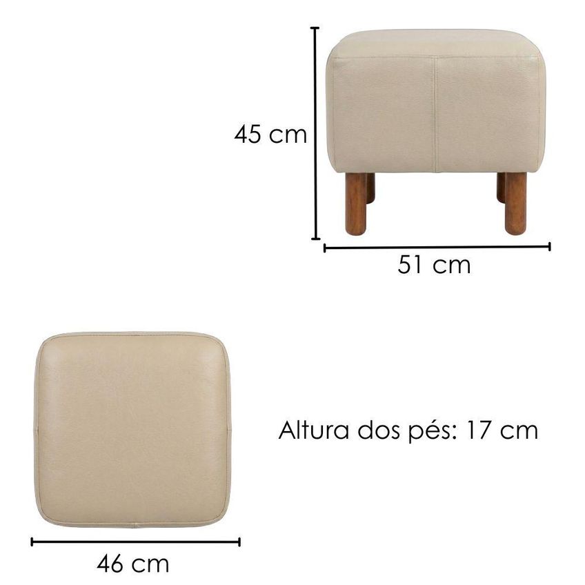 Puff Decorativo Verso 45x51 Cm Pes Madeira Courino Tcs 725 Moll - imagem 3