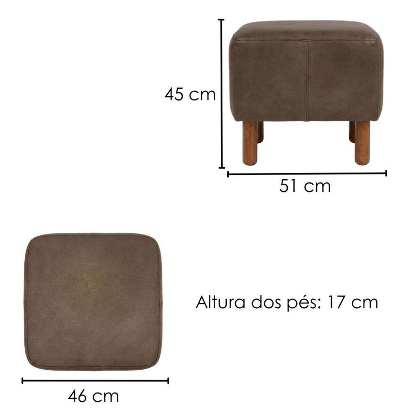 Puff Decorativo Verso 45x51 Cm Pes Madeira Courino Tcs 729 Moll - imagem 3