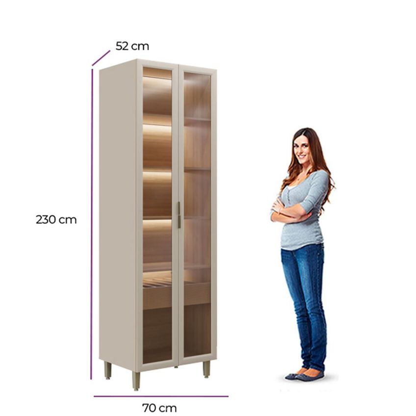 Cristaleira 70 Cm Com Vidro Línea Brasil Allure Iluminação Em Led - imagem 3