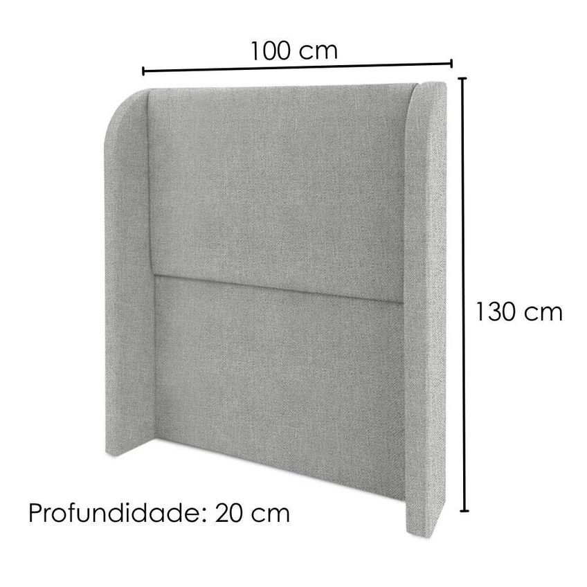 Cabeceira Solteiro 100 Cm Com Frame Imperial Linho Cinza Impo - imagem 3