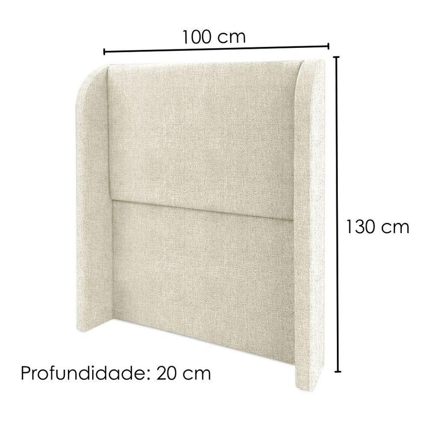 Cabeceira Solteiro 100 Cm Com Frame Imperial Linho Bege Impo - imagem 3