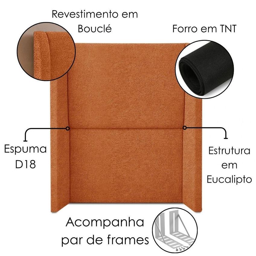 Cabeceira Solteiro 100 Cm Com Frame Imperial Boucle Terracota Impo - imagem 4