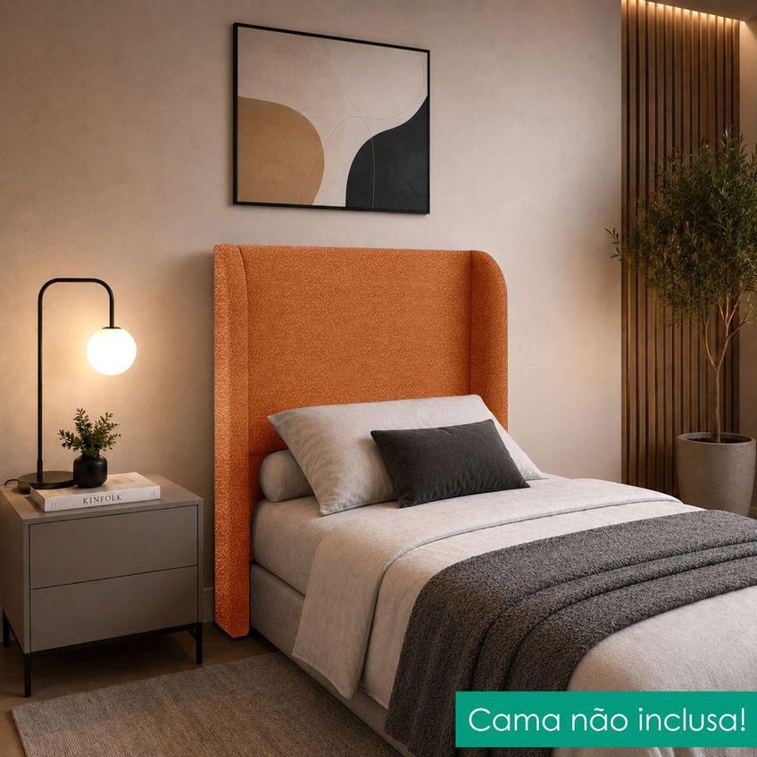 Cabeceira Solteiro 100 Cm Com Frame Imperial Boucle Terracota Impo - imagem 5