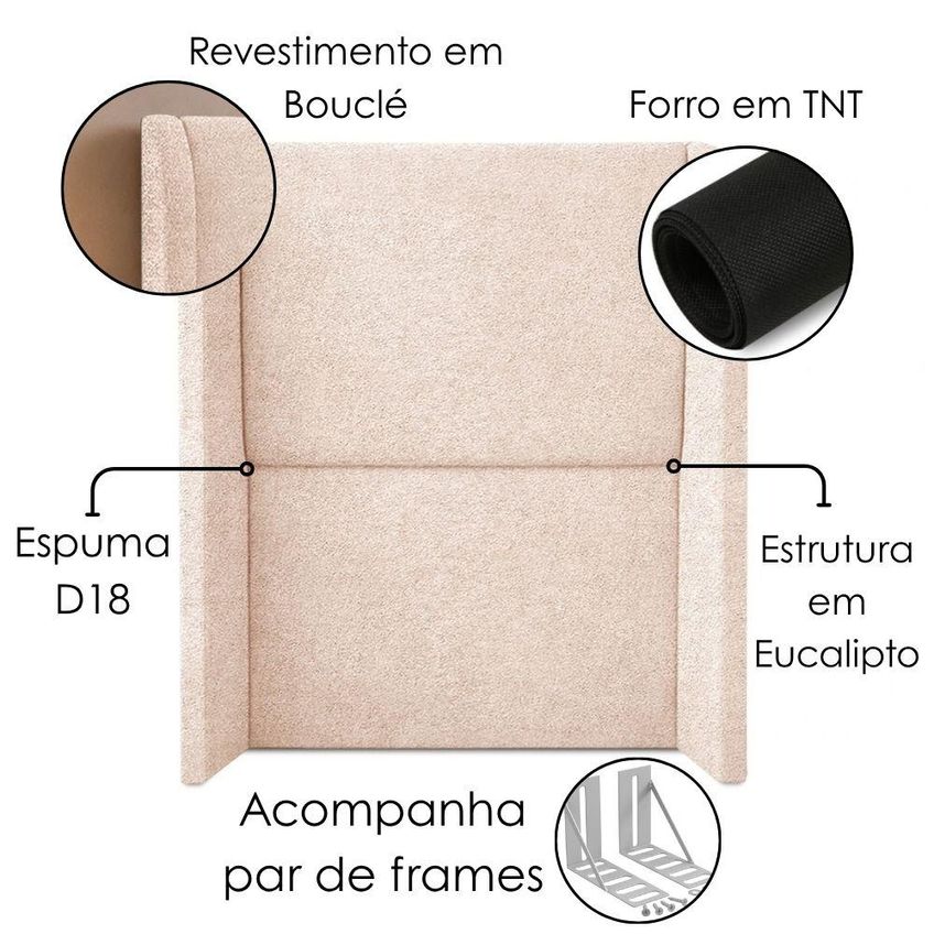 Cabeceira Solteiro 100 Cm Com Frame Imperial Boucle Rose Impo - imagem 4