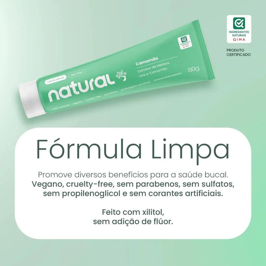 Creme Dental Natural Com Camomila 80g Vegano - imagem 3