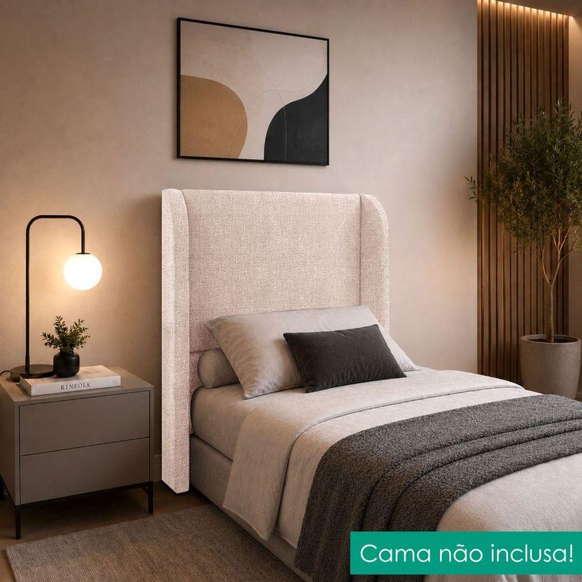 Cabeceira Solteiro 100 Cm Com Frame Imperial Linho Rose Impo - imagem 5