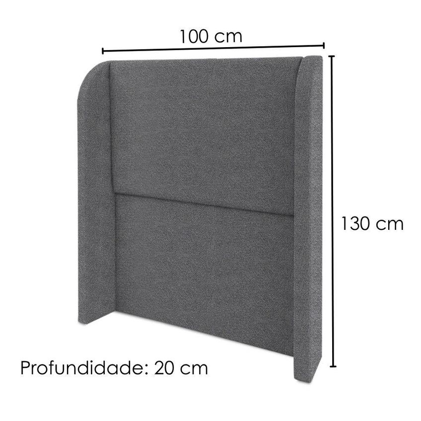 Cabeceira Solteiro 100 Cm Com Frame Imperial Boucle Cinza Impo - imagem 3