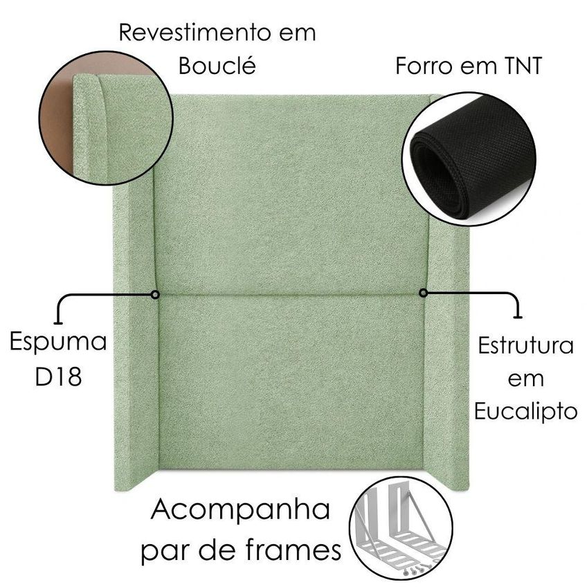 Cabeceira Solteiro 100 Cm Com Frame Imperial Boucle Oliva Impo - imagem 4