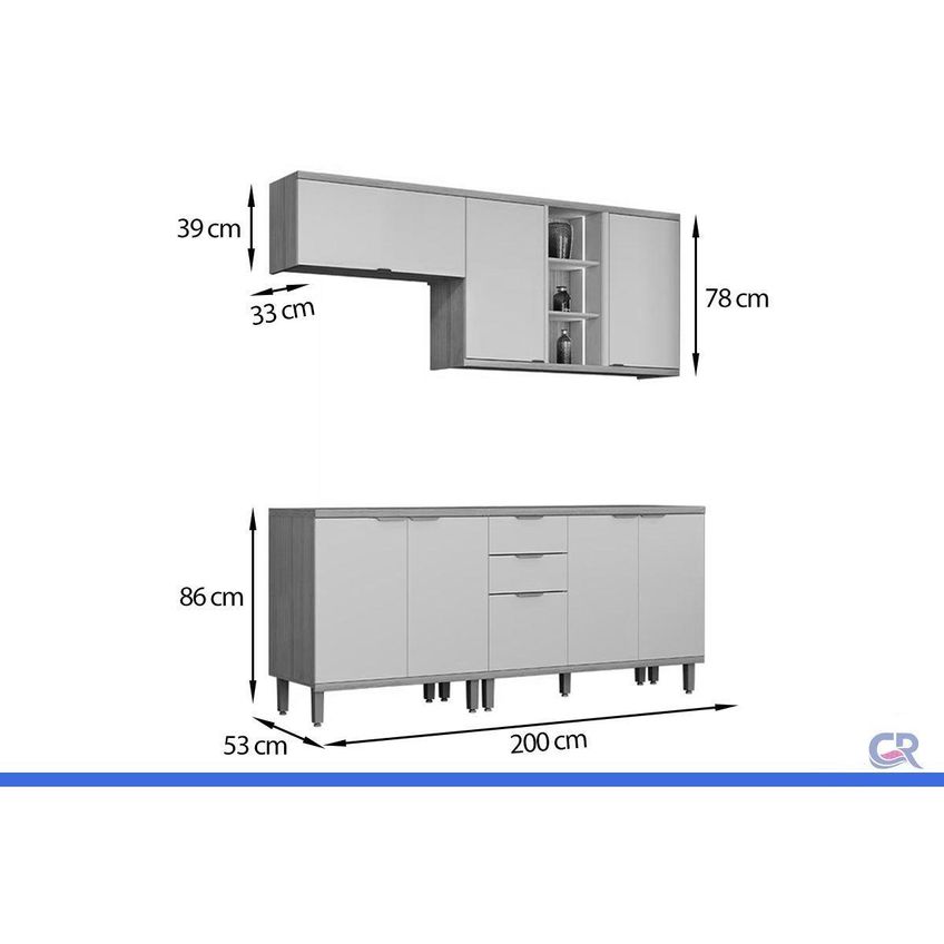 Cozinha Completa 4 Peças Bless Cz708 Jatoba/off Linea - imagem 3