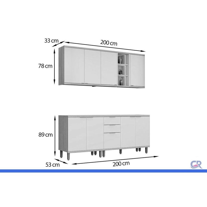 Cozinha Completa 4 Peças Bless Cz706 Jatobá/off Linea - imagem 3