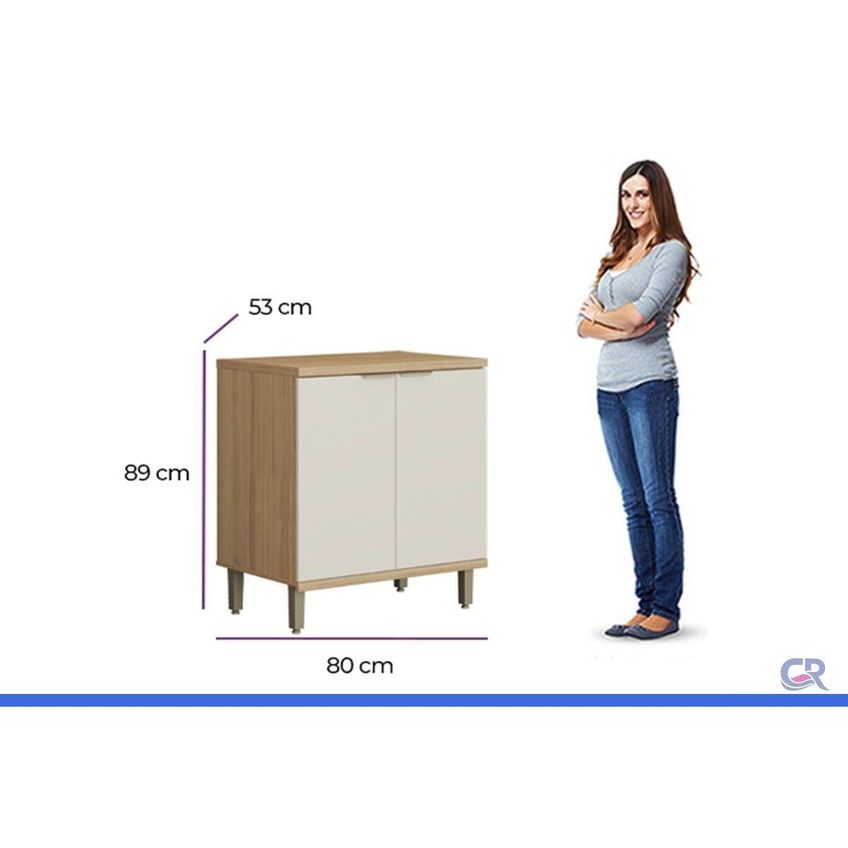 Balcão Cozinha Bless 2 Portas 80cm Jequitiba/Off White Linea - imagem 3