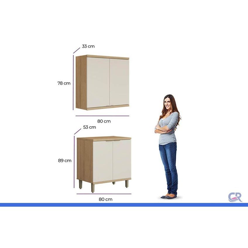 Cozinha Completa 2 Peças Bless Cz703 Jatoba/off Linea - imagem 3