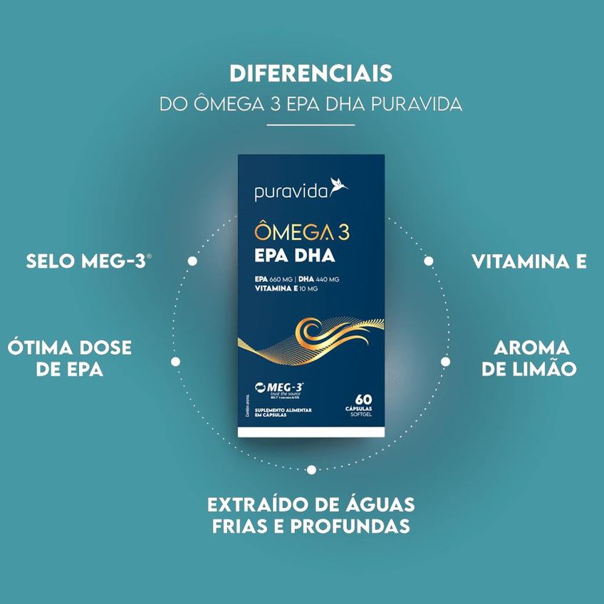 Ômega 3 Puravida Epa Dha 60 Cápsulas - imagem 3