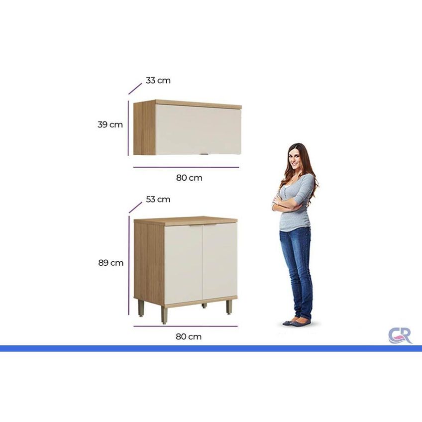 Cozinha Completa 2 Peças Bless Cz704 Jatobá/Off Linea - imagem 3