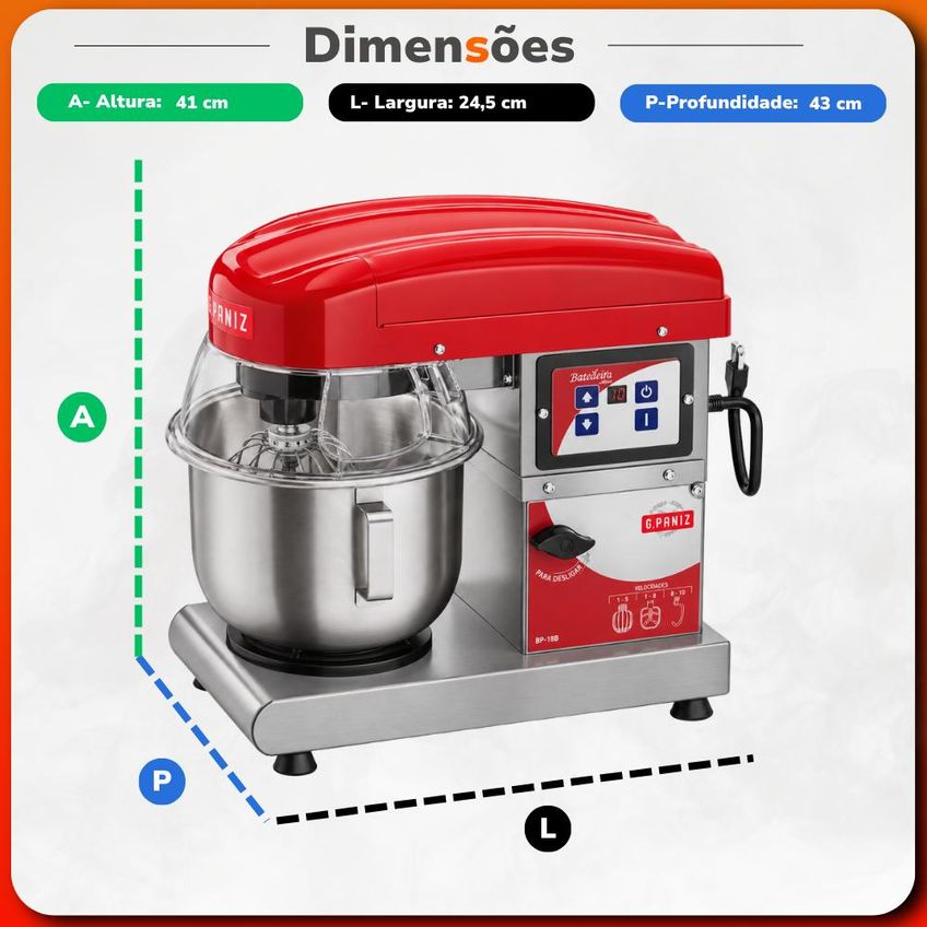 Batedeira Planetária Digital 5 Lt Inox Com Tampa Preta 5l Bi Bambina Bivolt Gpaniz 36135 - imagem 5