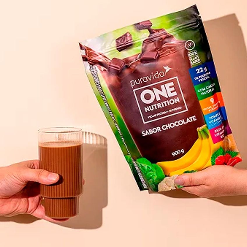Puravida One Nutrition Chocolate Proteína Vegetal 900g - imagem 3