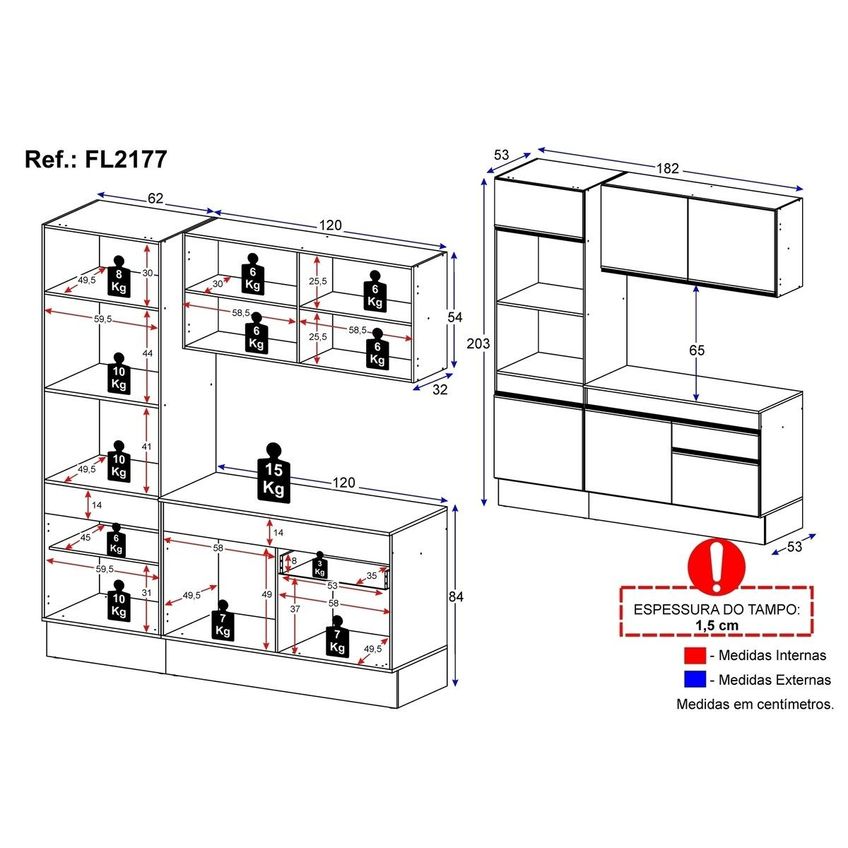 Cozinha Compacta Armário Balcão E Rodapé FL2177 Made Multi Branco - imagem 3