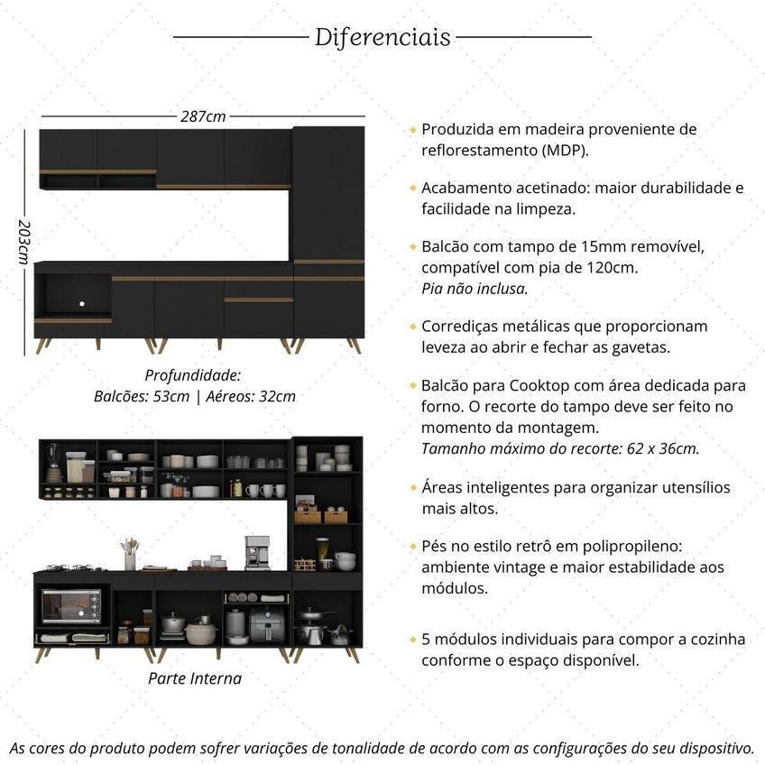 Cozinha Compacta Jogo De Panela Fl2266p Multimóveis - imagem 3
