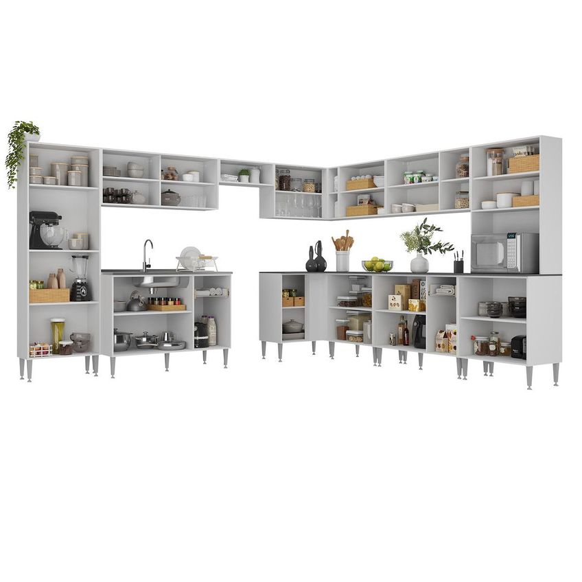 Cozinha Completa Compacta Armário Balcão FL2241 Siena Multi Branco/Lacca Fumê - imagem 5