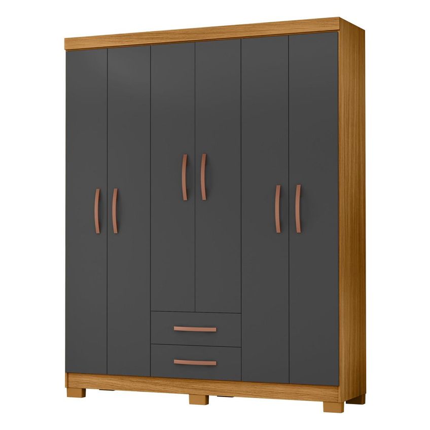 Guarda-roupa Casal Com 6 Portas E 2 Gavetas 149,6cm Multimóveis Cr35674 Madeirado/cinza - imagem 2