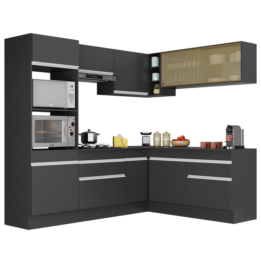 Cozinha Completa Compacta Armário Canto FL2099 Veneza Multi Preto/Branco - imagem 2