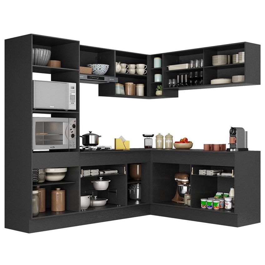 Cozinha Completa Compacta Armário Canto FL2099 Veneza Multi Preto/Branco - imagem 5