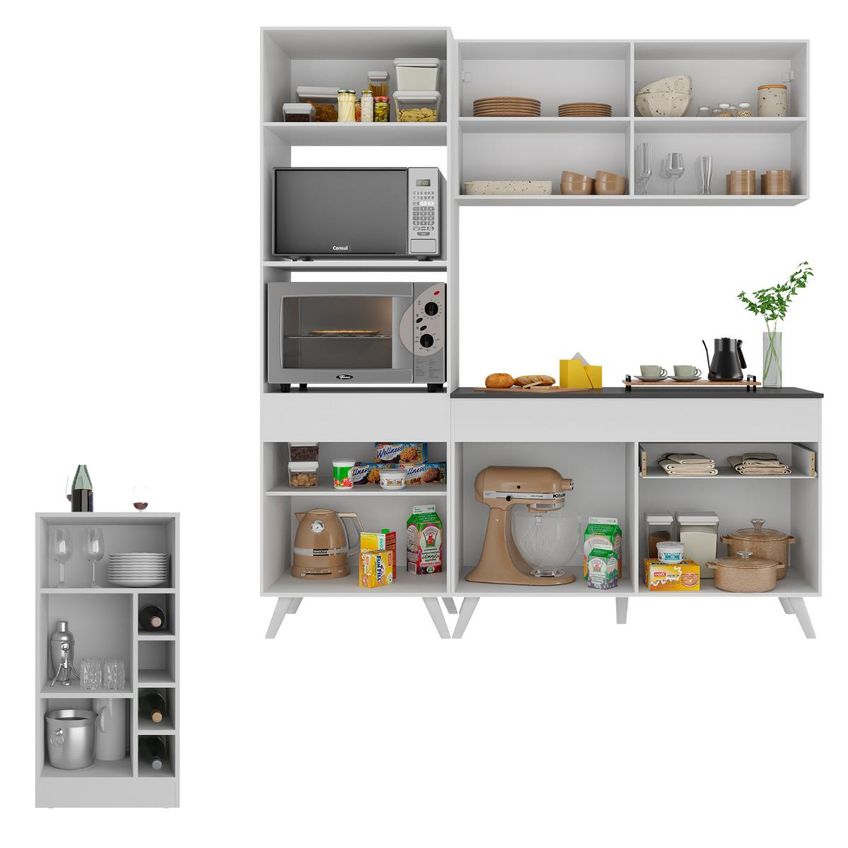Armário De Cozinha Compacta E Bancada FL2211 Veneza Multi Branco - imagem 4