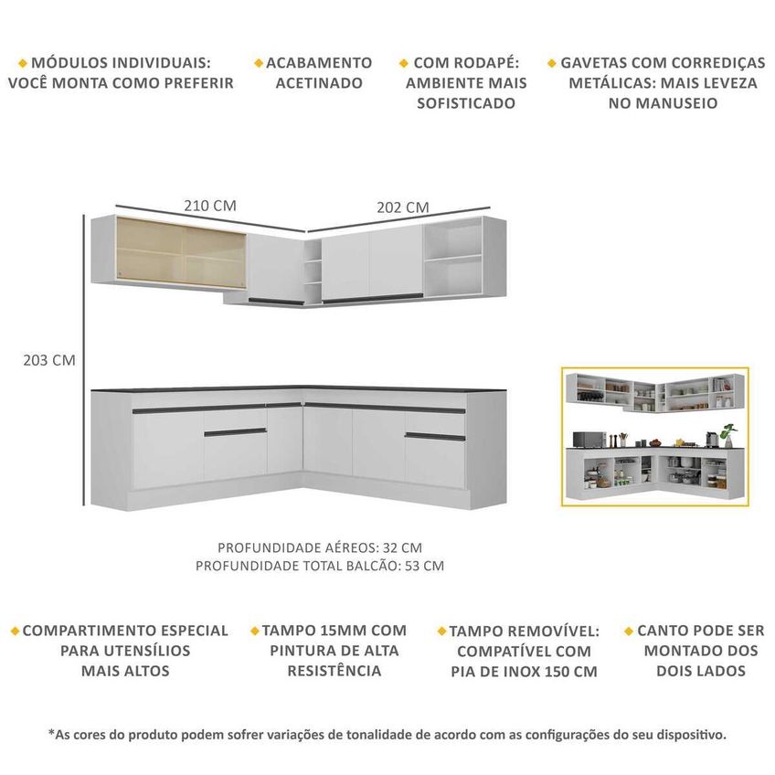 Cozinha Compacta Jogo De Panela Brinde FL2096P Multimóveis - imagem 3
