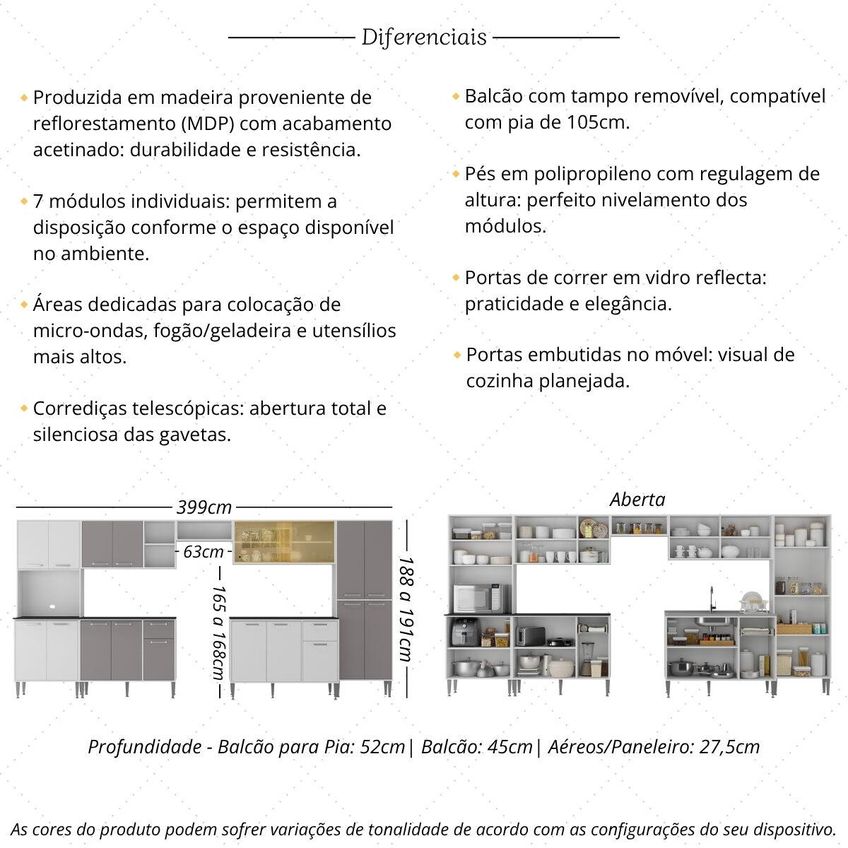 Cozinha Compacta Jogo De Panela FL2279P Multimóveis - imagem 3