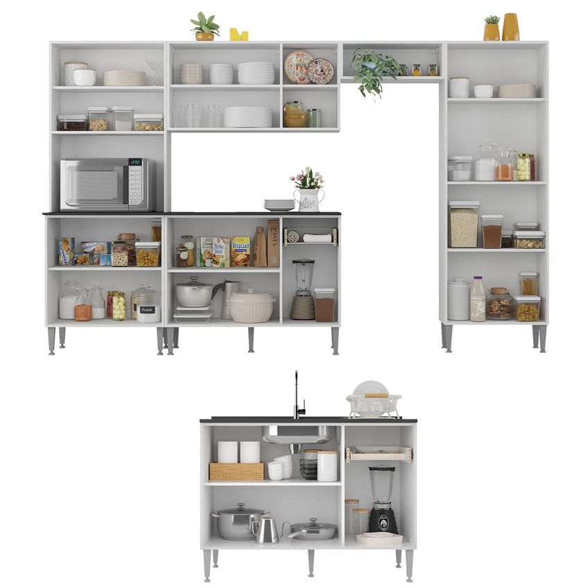 Cozinha Completa Compacta Armário Balcão FL2285 Siena Multi Branco/Lacca Fumê - imagem 5