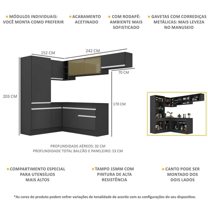 Cozinha Compacta Jogo De Panela Brinde Fl2086p Multimóveis - imagem 3