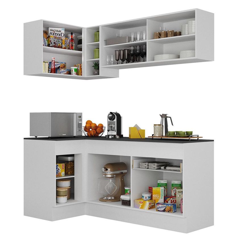 Cozinha Completa Compacta Armário Canto FL2091 Veneza Multi Branco/Preto - imagem 5