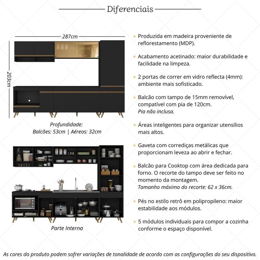 Cozinha Compacta Jogo De Panela FL2271P Multimóveis - imagem 3