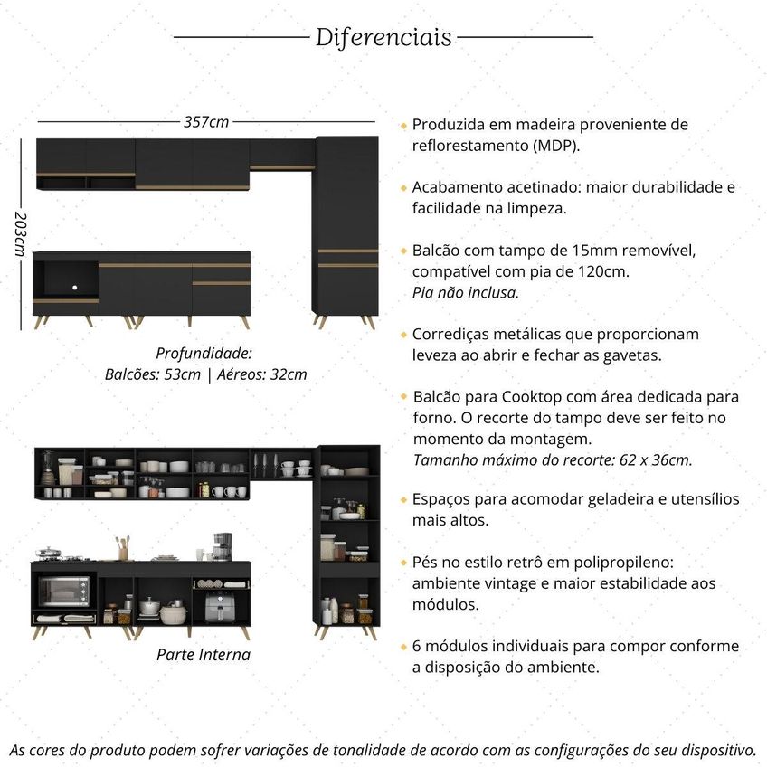 Cozinha Compacta Jogo De Panela FL2277P Multimóveis - imagem 3