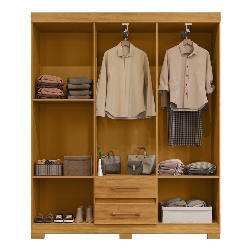 Guarda-roupa Casal Com 6 Portas E 2 Gavetas 150cm Multimóveis CR35677 Madeirado - imagem 4