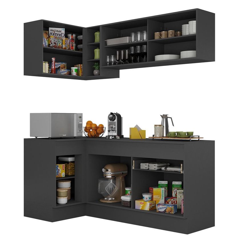 Cozinha Completa Compacta Armário Canto FL2091 Veneza Multi Preto/Branco - imagem 5