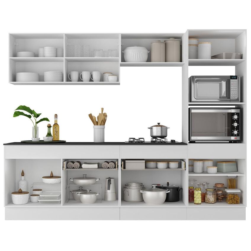 Cozinha Compacta Armário Balcão E Rodapé Fl2180 Made Multi Branco/Dourado - imagem 4