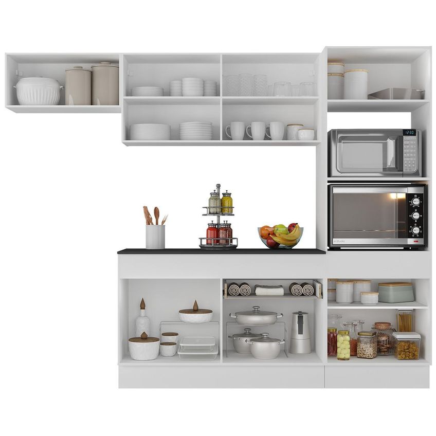 Cozinha Compacta Armário Balcão E Rodapé Fl2176 Made Multi Branco - imagem 4