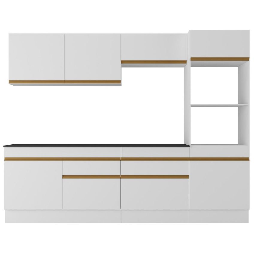 Cozinha Compacta Armário Balcão E Rodapé Fl2180 Made Multi Branco/Dourado - imagem 5