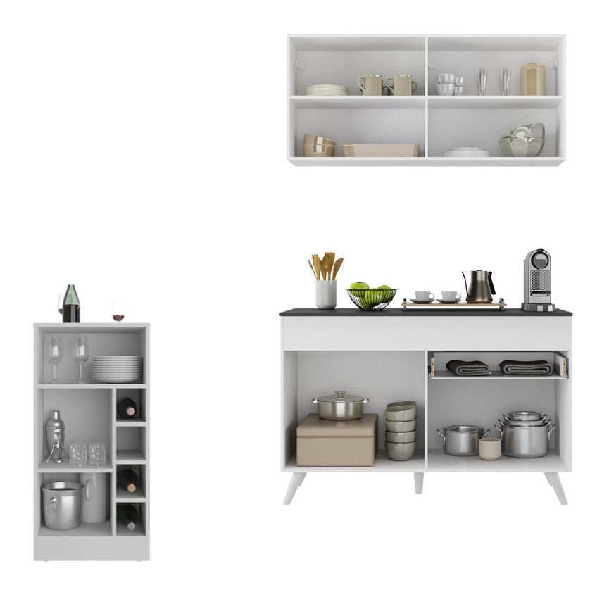 Armário De Cozinha Compacta E Bancada FL2207 Veneza Multi Branco - imagem 4