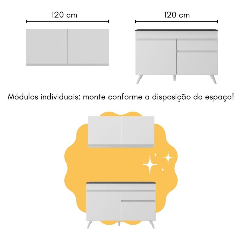 Armário De Cozinha Compacta E Bancada FL2207 Veneza Multi Branco - imagem 5