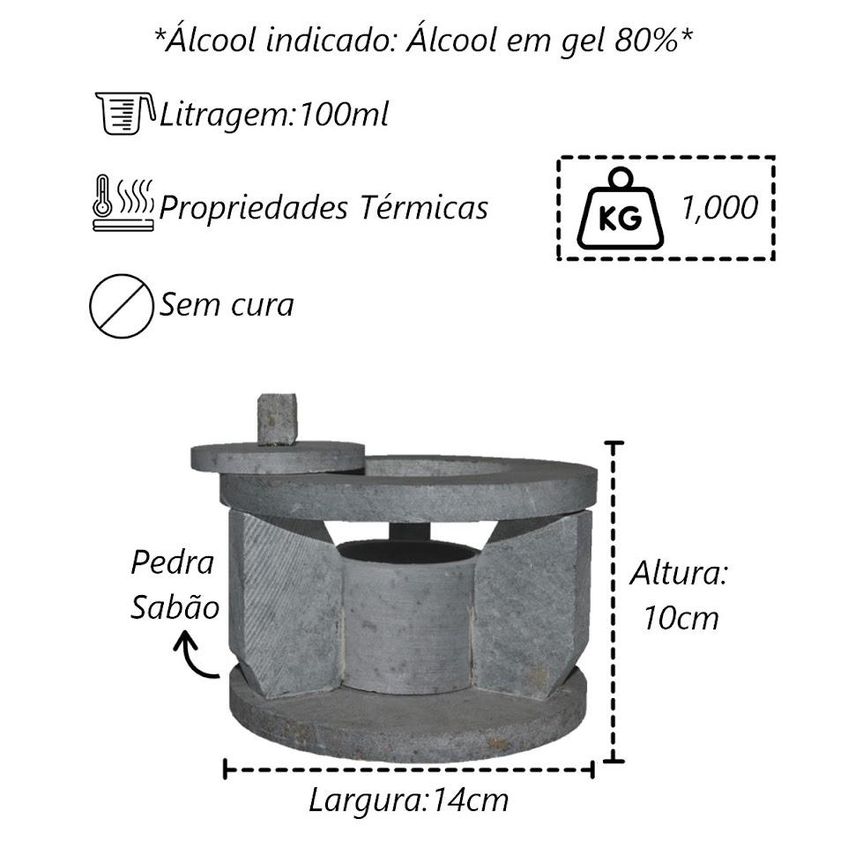 Fogareiro P Chapa Quadrada 20x20cm E Molheiras Pedra Sabão - imagem 3