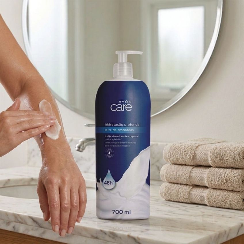 Loção Hidratante Corporal Avon Care Leite Amêndoas 48h 700ml - imagem 3