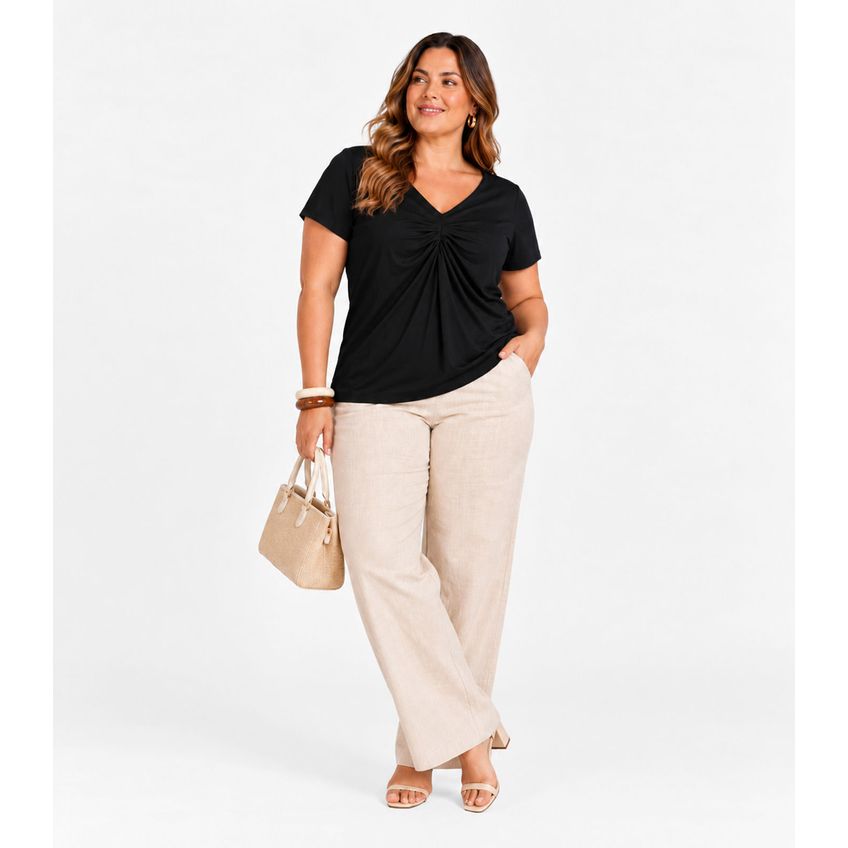 Blusa Verão Feminina Plus Size Secret Preto Plus G1 - imagem 3