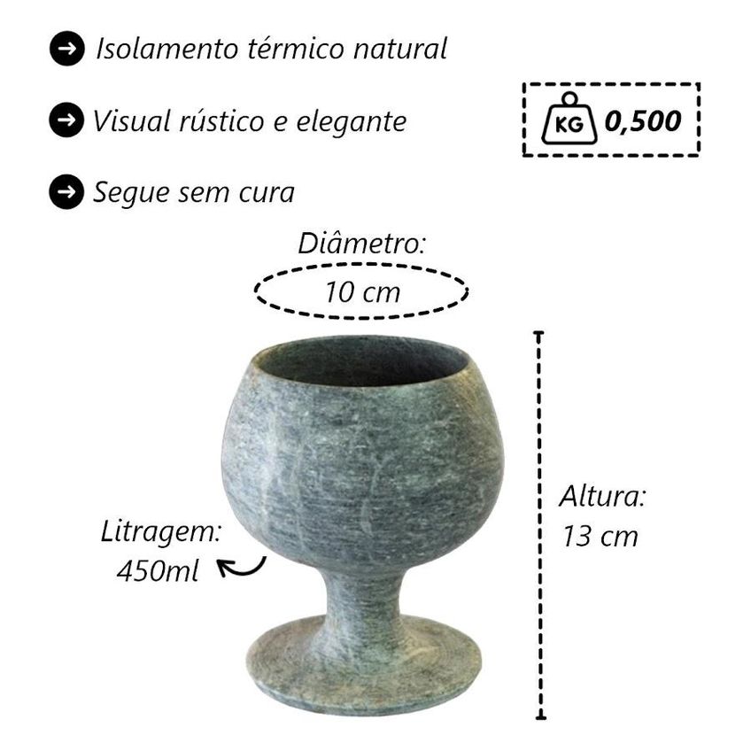 Taça Para Vinho Em Pedra Sabão 450ml - imagem 3