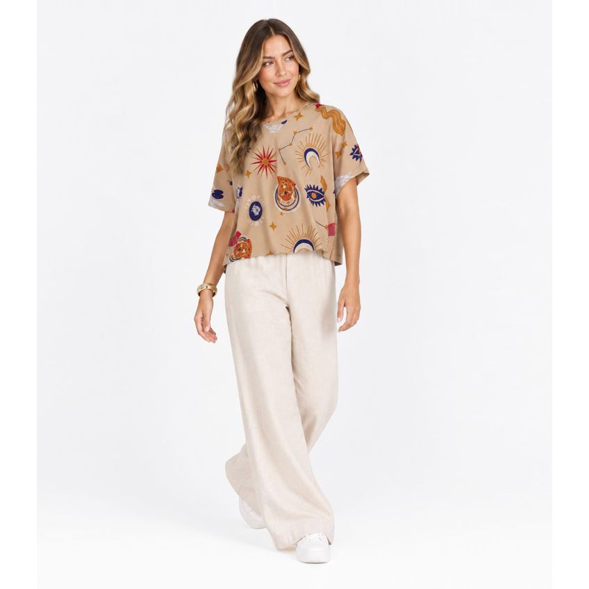Blusa Verão Feminina Infinita Cor Marrom GG - imagem 3