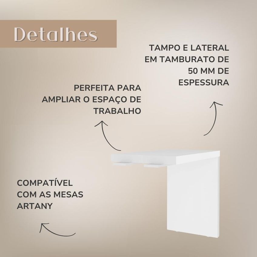 Mesa Apoio E Extensão Artany Tamburato Branca - imagem 3