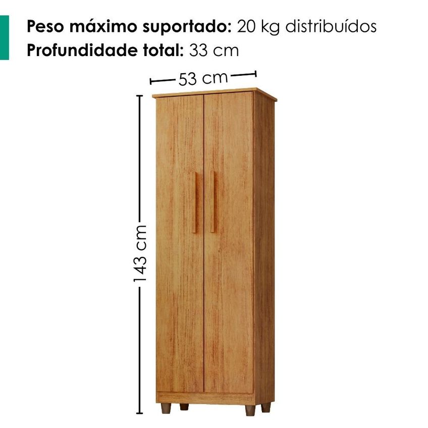 Armario Para Lavanderia Multiuso 2 Portas 143x53 Cm Nina Cedro Rudk - imagem 3