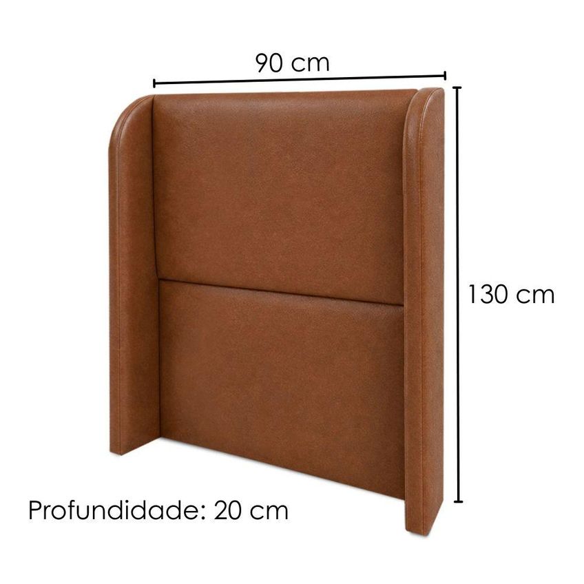 Cabeceira Solteiro 90 Cm Com Frame Imperial Corino Avelã Camel Impo - imagem 3
